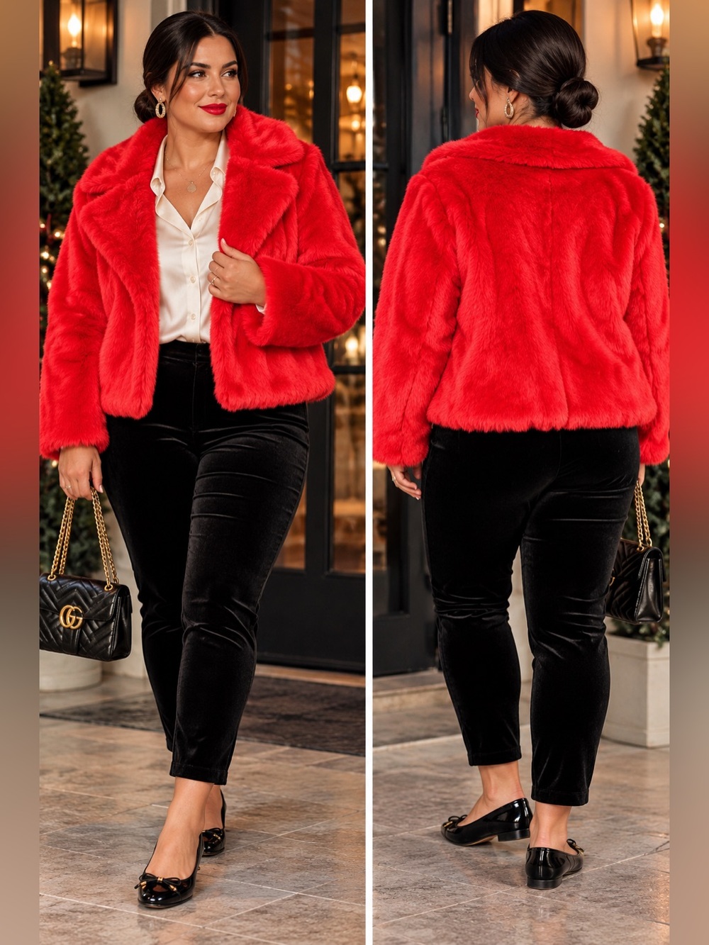 Ava & Viv Red Faux Fur Teddy Jacket
